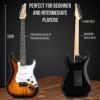 imageLyxPro Left Hand 39 Inch Electric Guitar and Starter Kit for Lefty Full Size Beginners Guitar Amp Six Strings Two Picks Shoulder Strap Digital Clip On Tuner Cable and Soft Case  BlueSunburst