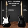 imageLyxPro Left Hand 39 Inch Electric Guitar and Starter Kit for Lefty Full Size Beginners Guitar Amp Six Strings Two Picks Shoulder Strap Digital Clip On Tuner Cable and Soft Case  BlueBlack