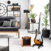 imageLyxPro Left Hand 39 Inch Electric Guitar and Starter Kit for Lefty Full Size Beginners Guitar Amp Six Strings Two Picks Shoulder Strap Digital Clip On Tuner Cable and Soft Case  BlueSunburst