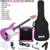 imageLyxPro Left Hand 39 Inch Electric Guitar and Starter Kit for Lefty Full Size Beginners Guitar Amp Six Strings Two Picks Shoulder Strap Digital Clip On Tuner Cable and Soft Case  BluePurple