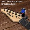 imageLyxPro Left Hand 39 Inch Electric Guitar and Starter Kit for Lefty Full Size Beginners Guitar Amp Six Strings Two Picks Shoulder Strap Digital Clip On Tuner Cable and Soft Case  BlueWhite