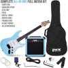 imageLyxPro Left Hand 39 Inch Electric Guitar and Starter Kit for Lefty Full Size Beginners Guitar Amp Six Strings Two Picks Shoulder Strap Digital Clip On Tuner Cable and Soft Case  BlueRetro Blue