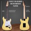 imageLyxPro Left Hand 39 Inch Electric Guitar and Starter Kit for Lefty Full Size Beginners Guitar Amp Six Strings Two Picks Shoulder Strap Digital Clip On Tuner Cable and Soft Case  BlueRetro Yellow