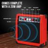 imageLyxPro Left Hand 39 Inch Electric Guitar and Starter Kit for Lefty Full Size Beginners Guitar Amp Six Strings Two Picks Shoulder Strap Digital Clip On Tuner Cable and Soft Case  BlueRed