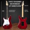 imageLyxPro Left Hand 39 Inch Electric Guitar and Starter Kit for Lefty Full Size Beginners Guitar Amp Six Strings Two Picks Shoulder Strap Digital Clip On Tuner Cable and Soft Case  BlueRed