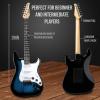 imageLyxPro Left Hand 39 Inch Electric Guitar and Starter Kit for Lefty Full Size Beginners Guitar Amp Six Strings Two Picks Shoulder Strap Digital Clip On Tuner Cable and Soft Case  BlueBlue