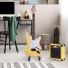 imageLyxPro Left Hand 39 Inch Electric Guitar and Starter Kit for Lefty Full Size Beginners Guitar Amp Six Strings Two Picks Shoulder Strap Digital Clip On Tuner Cable and Soft Case  BlueRetro Yellow
