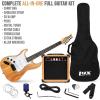 imageLyxPro Left Hand 39 Inch Electric Guitar and Starter Kit for Lefty Full Size Beginners Guitar Amp Six Strings Two Picks Shoulder Strap Digital Clip On Tuner Cable and Soft Case  BlueNatural