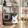 imageLyxPro Left Hand 39 Inch Electric Guitar and Starter Kit for Lefty Full Size Beginners Guitar Amp Six Strings Two Picks Shoulder Strap Digital Clip On Tuner Cable and Soft Case  BlueWhite