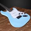 imageLyxPro Left Hand 39 Inch Electric Guitar and Starter Kit for Lefty Full Size Beginners Guitar Amp Six Strings Two Picks Shoulder Strap Digital Clip On Tuner Cable and Soft Case  BlueRetro Blue