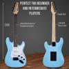 imageLyxPro Left Hand 39 Inch Electric Guitar and Starter Kit for Lefty Full Size Beginners Guitar Amp Six Strings Two Picks Shoulder Strap Digital Clip On Tuner Cable and Soft Case  BlueRetro Blue
