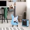 imageLyxPro Left Hand 39 Inch Electric Guitar and Starter Kit for Lefty Full Size Beginners Guitar Amp Six Strings Two Picks Shoulder Strap Digital Clip On Tuner Cable and Soft Case  BlueRetro Blue