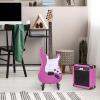 imageLyxPro Left Hand 39 Inch Electric Guitar and Starter Kit for Lefty Full Size Beginners Guitar Amp Six Strings Two Picks Shoulder Strap Digital Clip On Tuner Cable and Soft Case  BluePurple
