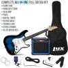 imageLyxPro Left Hand 39 Inch Electric Guitar and Starter Kit for Lefty Full Size Beginners Guitar Amp Six Strings Two Picks Shoulder Strap Digital Clip On Tuner Cable and Soft Case  BlueBlue