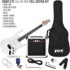 imageLyxPro Left Hand 39 Inch Electric Guitar and Starter Kit for Lefty Full Size Beginners Guitar Amp Six Strings Two Picks Shoulder Strap Digital Clip On Tuner Cable and Soft Case  BlueWhite