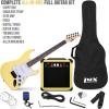 imageLyxPro Left Hand 39 Inch Electric Guitar and Starter Kit for Lefty Full Size Beginners Guitar Amp Six Strings Two Picks Shoulder Strap Digital Clip On Tuner Cable and Soft Case  BlueRetro Yellow