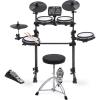 image7Piece Electronic Drum Kit Set with Real Mesh Fabric 209 Preloaded Sounds 50 PlayAlong Songs Recording Capability ampamp Kick Pad Drum Sticks Drum Throne Stool Black7 PC Drum Kit W Throne