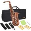 imageAlto Saxophone E Flat Brass Sax Kit Professional Sound Complete Accessories Ideal for All Players Includes Hard Case 10 Extra Reeds Strap Gloves Cleaning Kit ampamp More Gold Lacquer FinishAntique Red