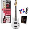 imageLyxPro CS 30 Left Hand Electric Guitar Kit for Beginner Intermediate ampamp Pro Players with Guitar Amp Cable 6 Picks ampamp Learners Guide Solid Wood Body VolumeTone Controls 5Way Pickup  PinkWhite