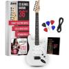 imageLyxPro CS 36 Left Hand Electric Guitar Kit for Beginner Intermediate ampamp Pro Players with Guitar Amp Cable 6 Picks ampamp Learners Guide Solid Wood Body VolumeTone Controls 5Way Pickup  BlueWhite