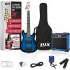imageLyxPro Left Hand 30 Inch Electric Guitar Kit for Lefty Kids 34 Size Beginners Guitar Amp Six Strings Two Picks Shoulder Strap Digital Clip On Tuner Guitar Cable and Soft Case Gig Bag  RedBlue