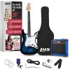 imageLyxPro Left Hand 39 Inch Electric Guitar and Starter Kit for Lefty Full Size Beginners Guitar Amp Six Strings Two Picks Shoulder Strap Digital Clip On Tuner Cable and Soft Case  BlueBlue