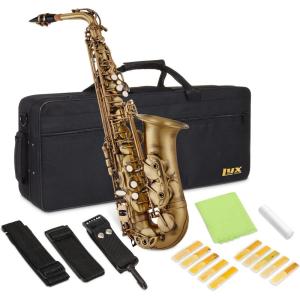 imageAlto Saxophone E Flat Brass Sax Kit Professional Sound Complete Accessories Ideal for All Players Includes Hard Case 10 Extra Reeds Strap Gloves Cleaning Kit ampamp More Antique BronzeAntique Bronze