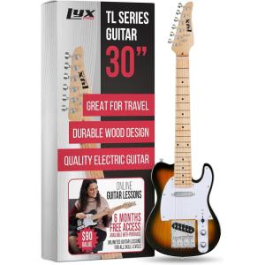 imageLyxPro 30 Electric Guitar Left Hand TL Series FullSize Paulownia Wood Body 3Ply Pickguard CShape Neck Ashtray Bridge Quality Gear Tuners 3Way Switch ampamp VolumeTone Controls 2 Picks GreenSunburst