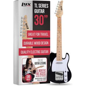 imageLyxPro 30 Electric Guitar Left Hand TL Series FullSize Paulownia Wood Body 3Ply Pickguard CShape Neck Ashtray Bridge Quality Gear Tuners 3Way Switch ampamp VolumeTone Controls 2 Picks GreenBlack