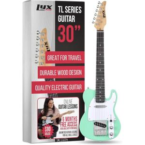 imageLyxPro 30 Electric Guitar Left Hand TL Series FullSize Paulownia Wood Body 3Ply Pickguard CShape Neck Ashtray Bridge Quality Gear Tuners 3Way Switch ampamp VolumeTone Controls 2 Picks GreenGreen