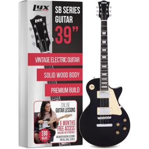 imageLyxPro 39 SB Series Electric Guitar LP Style for Beginner Intermediate ampamp Pro Players Solid Body Guitar Bonus 2Pack of Picks Mahogany Wood VolumeTone Controls 3Way Pickup  Honey BurstBlack