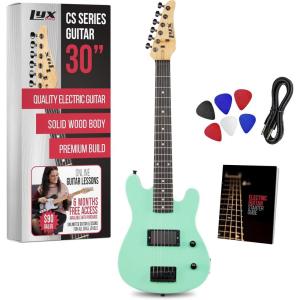 imageLyxPro CS 30 Left Hand Electric Guitar Kit for Beginner Intermediate ampamp Pro Players with Guitar Amp Cable 6 Picks ampamp Learners Guide Solid Wood Body VolumeTone Controls 5Way Pickup  PinkGreen