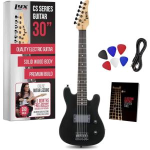 imageLyxPro CS 30 Left Hand Electric Guitar Kit for Beginner Intermediate ampamp Pro Players with Guitar Amp Cable 6 Picks ampamp Learners Guide Solid Wood Body VolumeTone Controls 5Way Pickup  PinkBlack